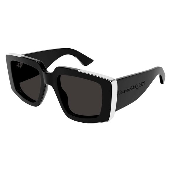New Authentic  ALEXANDER MCQUEEN Black Square AM0446S 001 Sunglasses Women - Picture 1 of 4